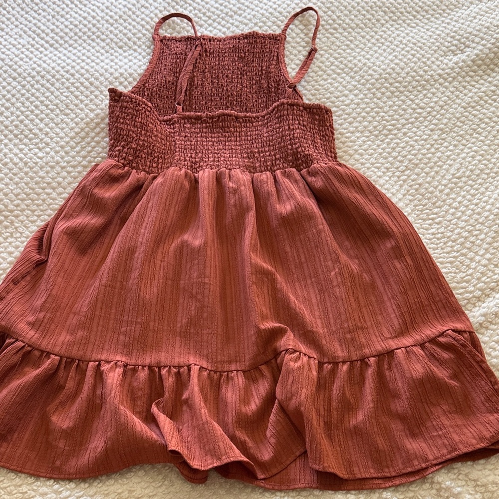 ASOS Rust Pink Smocked Sundress with Ruffle Hem - Picture 3 of 3